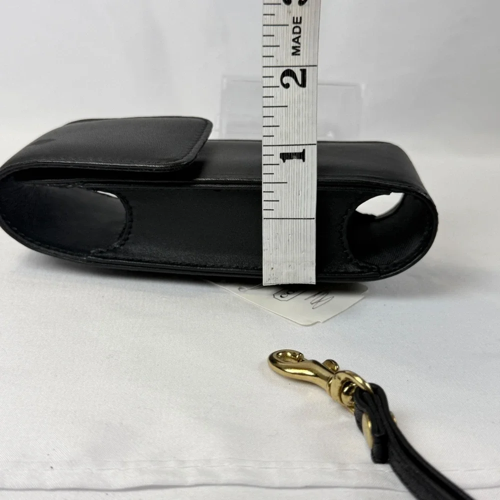 NWT Coach Flap Cell Phone Case Unisex Black Leather Vintage 4520 Wristlet Pouch